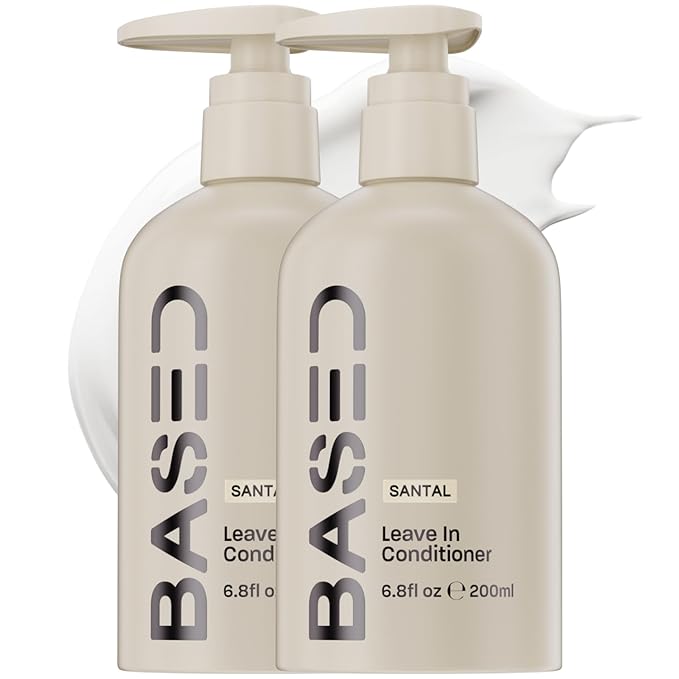 BASED Leave-In Conditioner, Instant Frizz Control, Hydrates & Nourishes Hair, Premium Leave-In Conditioner for Men, Healthy Frizz-Free Hair in Minutes (6.8 oz Pack of 2)