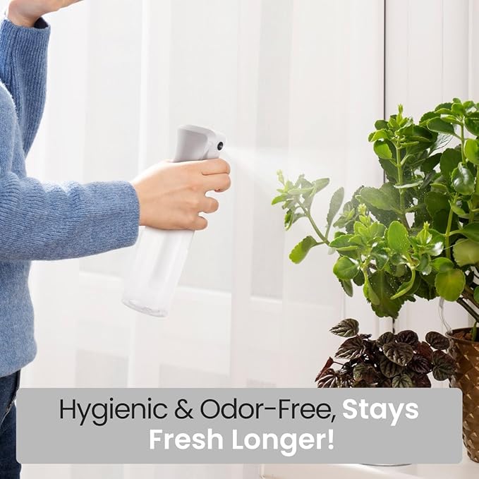 VIGOR PATH Continuous Spray Bottle – Fine Mist Mister Spray Bottle for Hair, Plants, Cleaning, Pets & Travel | Refillable Water Spray Bottles (200ml / 6.7oz) Clear