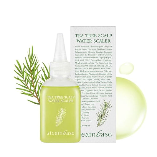 STEAMBASE Tea Tree Scalp Water Scaler | Scalp Exfoliator for Itchy Dry Flaky Scalp, Buildup Remover, Treatment for Excess Sebum Oily Greasy Hair | Korean Hair Care Products, Travel Size, 1.69 fl oz