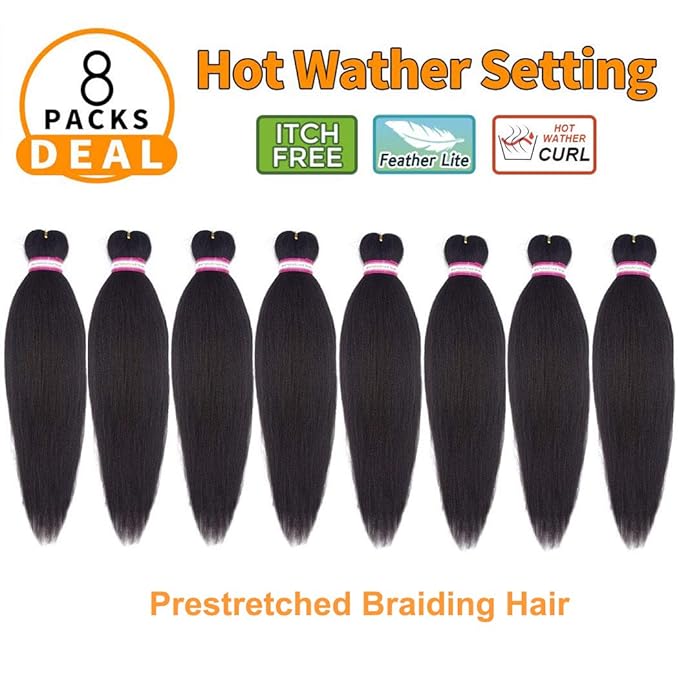 Dorsanee Dark Brown Braiding Hair Pre Stretched 20 Inch 8 Packs Braiding Hair Extensions for Crochet Box Braids Twists Locs Hair Itch Free Soft Yaki Texture Hot Water Setting (20inch,#4)