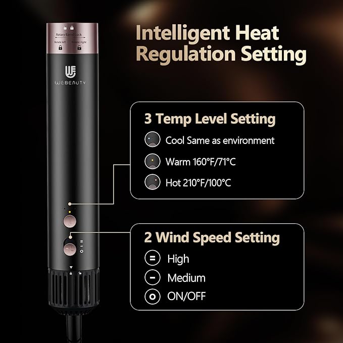 Hair Dryer Hot Air Styler: High-Speed Blow Dryers with Negative Ionic for Fast Drying Frizz Control, Extra Long Barrel 1 1/4 Inch Curling Iron Airflow Auto Wrap Curler for Quick Styling