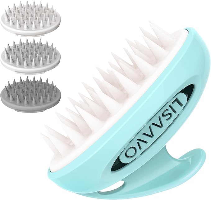 3 in 1 Hair Growth Scalp Massager,Replaceable Shampoo Brush for Relaxing,Deep Cleansing Exfoliator & Soothes itching - Wet/Dry Use for All Hair Types,Blue