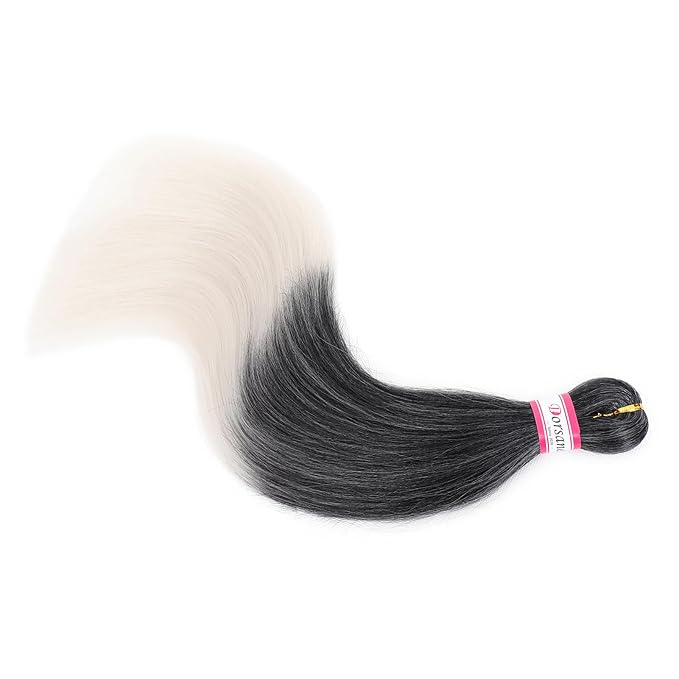 Ombre Grey Braiding Hair Pre Stretched 20 Inch 8 Packs Salt and Pepper Braiding Hair Extensions for Crochet Box Braids Twists Locs Hair Itch Free Soft Yaki Texture Hot Water Setting (20inch,#1B/Gray)