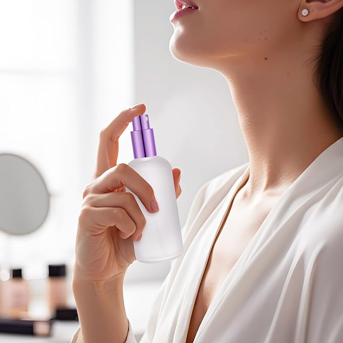 Roshtia 30 Pcs 3.4 oz/ 100 ml Purple Glass Spray Bottle Refillable Perfume Atomizer Clear Decorative Empty Bottles with Fine Mist Sprayer Pump for Face Body Travel