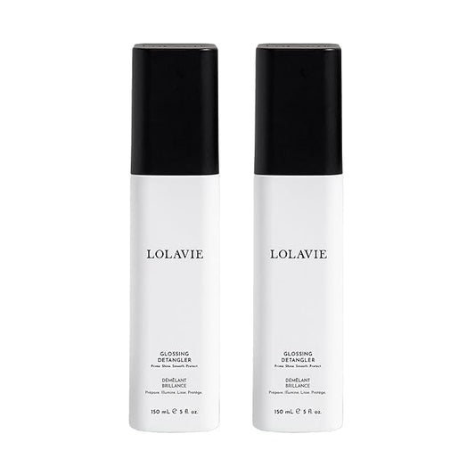 LolaVie Glossing Detangler - 5 oz, 2 Pack - Delivers 15x Softer, Smoother Hair & 99% Reduction in Flyaways - 450-Degree Heat Protectant - Color Safe - All Hair Types