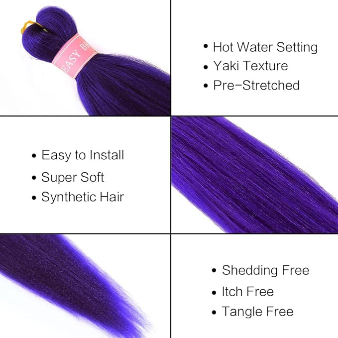 AQINBEL Braiding Hair 26 Inches 8 Bundles/Packs Crochet Twist Pre Stretched Braiding Hair for Braids Yaki Straight Texture Braiding Hair Extensions for Women(Dark Purple)