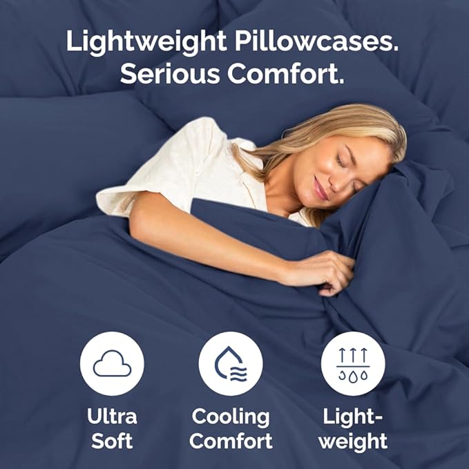 King Pillow Cases Set of 10 - Ultra Soft Hotel Quality Pillowcase Covers - Comfy. Cozy & Wrinkle Free - Shrink, Stain and Fade Resistant - Machine Washable Pillow Protectors - 10 Piece Set - Navy Blue