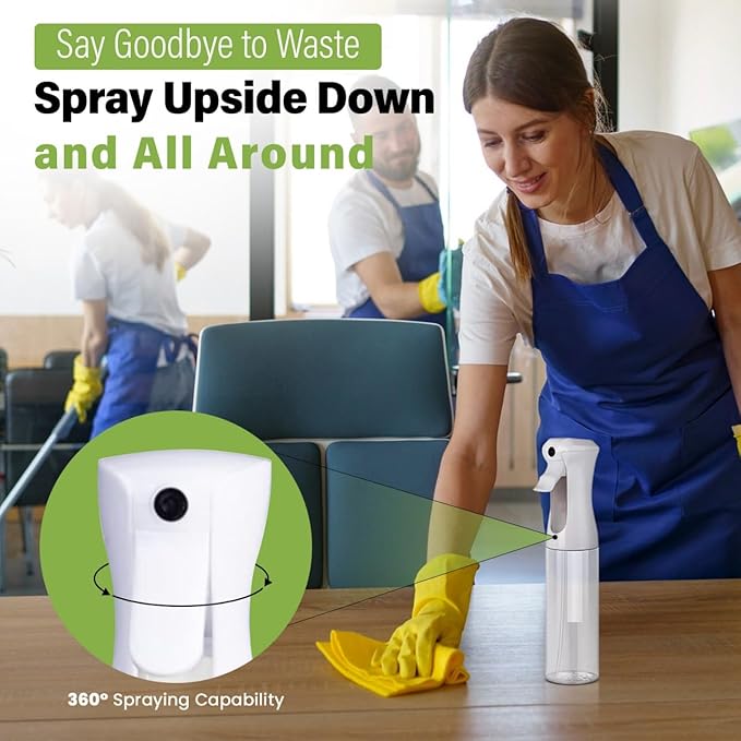 VigorPath Continuous Spray Bottle for Hair – Fine Mist Mister for Hairstyling, Cleaning, Plants, Pets, Barbers, Salons, and Essential Oil Applications (150ml/5 oz) Clear 2 Pack