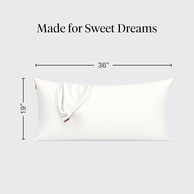Kitsch Satin Pillowcase with Zipper for Hair & Skin, Softer Than Silk Pillow Cases Queen, Wrinkle-Free, Smooth and Cooling Satin Pillow Covers, King Size 19"x36" - Ivory, 2pcs