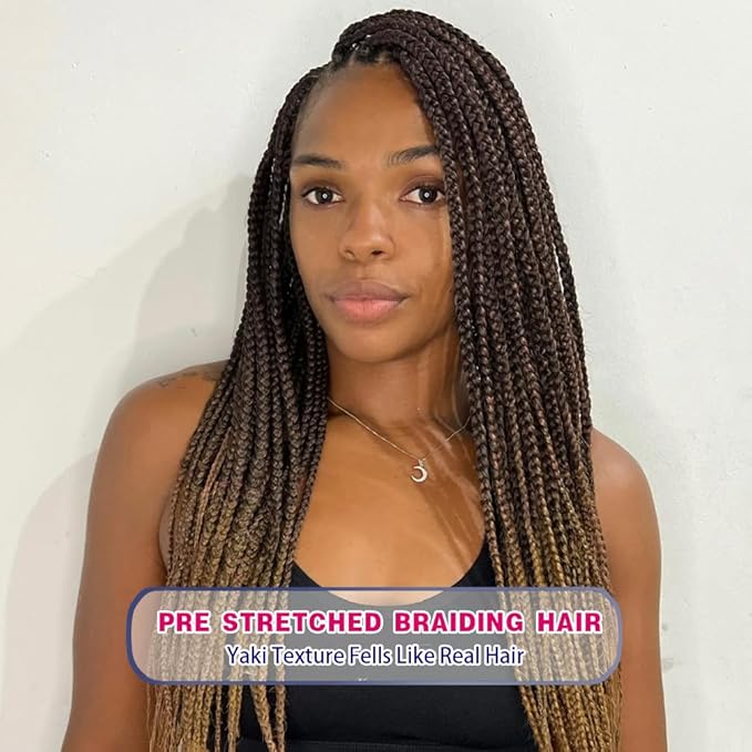 8 Pack Ombre Braiding Hair Pre Stretched - 16" 55G/Pack Premium Pre Stretched Braiding Hair Extensions, Professional Itch Free Hot Water Setting Perm Yaki Texture Prestretched Hair (1B27)