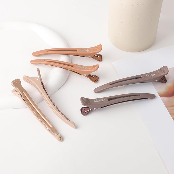Sndyi 12pcs Neutral Hair Clips for Styling Sectioning - Non Slip Duck Billed With Silicone Band, Roller Clips, Salon Cutting Clips for Hairdresser, Barber, Women, Men