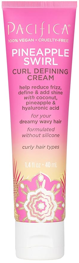 Pacifica Beauty Curl Cream for Curly Hair - Pineapple Swirl Curl Defining Cream - Hair Styling Product for Curly, Wavy, Coily & Curly Hair 1.4 FZ