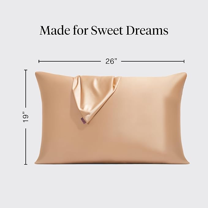 Kitsch Satin Pillowcase with Zipper for Hair & Skin, Softer Than Silk Pillow Cases Queen, Wrinkle-Free, Smooth and Cooling Satin Pillow Covers, Standard Size 19"x26" - Champagne