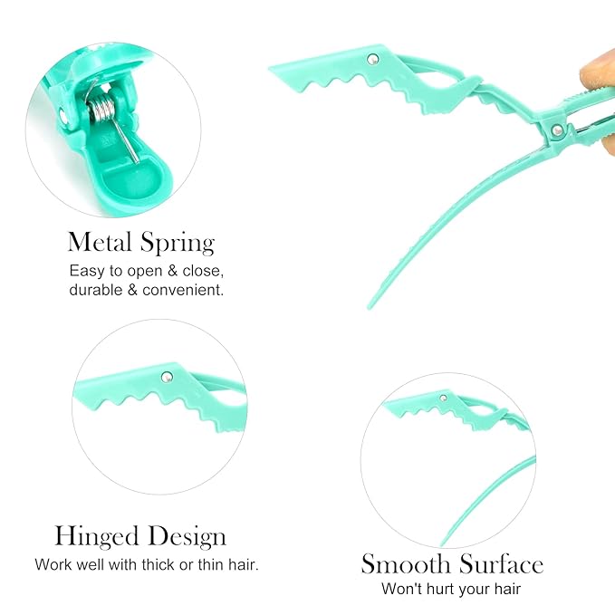 Ondder 14 Pcs Lake Blue Alligator Hair Clips for Styling Sectioning Large Salon Pro Hair Clips Barber Clips for Coloring Cutting Big Salon Clips for Hair Styling Accessories for Women Men Girls Teens