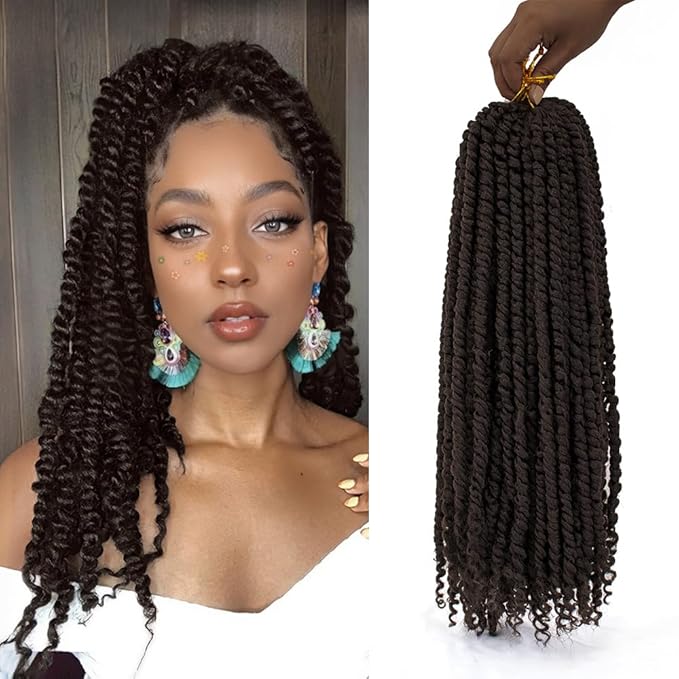 18inch Passion Twist Crochet Hair 96 Stands Pre-Twisted Passion Twist Hair 6 Packs Pre-Looped Passion Twists Braids Synthetic Passion Twist Crochet Braids Hair Extensions (2#, 18 inch)