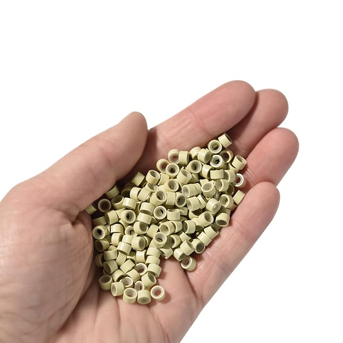 1000pcs Silicone Lined Micro Links Rings Beads Hair Feather Extensions 5.0x3.0x3.0 mm Hair Beads (Blonde)