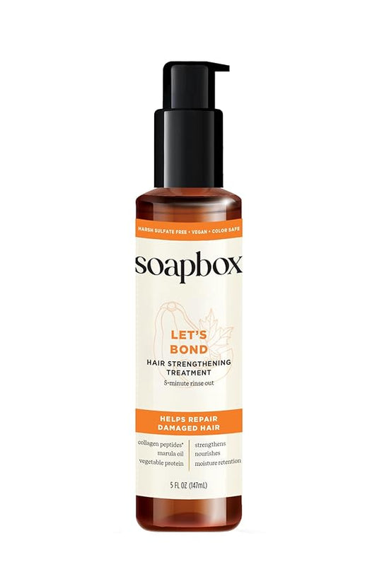 Soapbox Let's Bond Hair Treatment with Collagen Peptides - Repair Damaged Hair, Prevent Breakage, Nourish & Strengthen Fine, Frizzy Hair, Paraben Free & Color Safe, 5oz