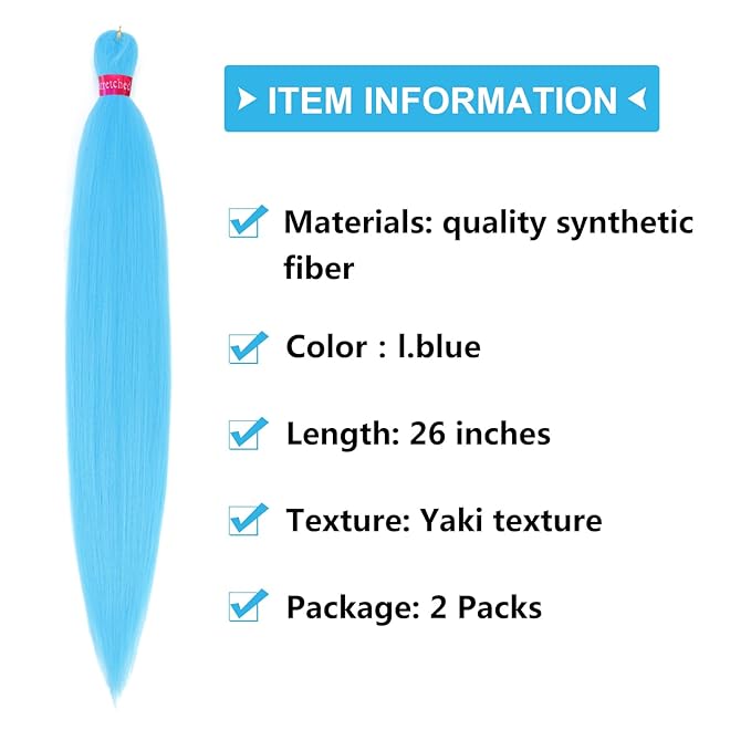 L.Blue Braiding Hair Pre Stretched 2 Packs Box Braids Hair Extensions 26 Inches Synthetic Pre Stretched Braiding Hair