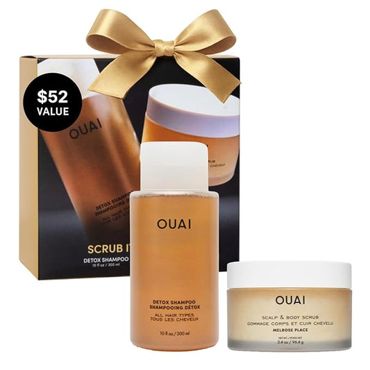 OUAI Scrub It All A-OUAI Hair Care Kit - Clarifying Shampoo & Exfoliating Body Scrub Duo - Hair Care Set with Detox Shampoo & Travel Size Body Scrub (2 Count)