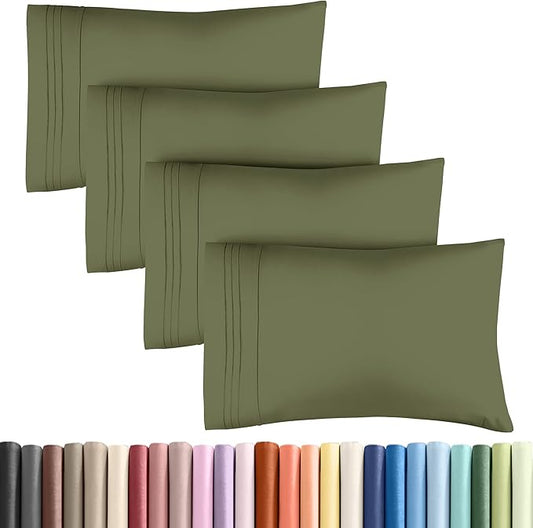 King Pillow Cases Set of 4 - Ultra Soft Hotel Quality Pillowcase Covers - Comfy, Cozy & Wrinkle Free - Shrinkage, Stain & Fade Resistant - Machine Washable Pillow Protectors - 4 Piece Set - Sage Green