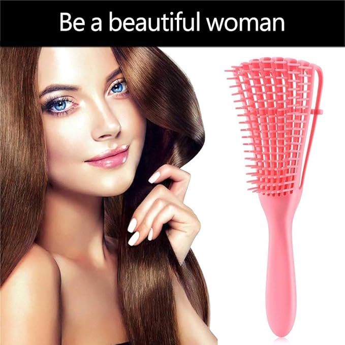 Detangling Brush for Afro American/African 3a to 4c Kinky, Wavy/Curly/Coily Hair - Women's Scalp Massaging Comb for Wet/Dry/Oily/Thick/Long Textured Hair, Knot Detangler (2 pcs, Purple-Pink)