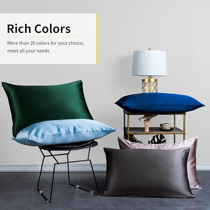 ZIMASILK 100% Pure Mulberry Silk Pillowcase for Hair and Skin Health,Soft and Smooth,Both Sides Premium Grade 6A Silk,600 Thread Count,with Hidden Zipper,1pc(Toddler 13''x18'',Navy Blue)