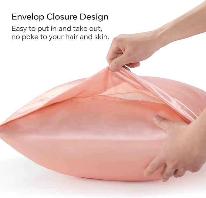 BEDELITE Satin Pillowcase for Hair and Skin, Super Soft and Cooling Similar to Silk Pillow Cases 2 Pack with Envelope Closure, Gift for Women Men(13"x18" Toddler Size, Coral)