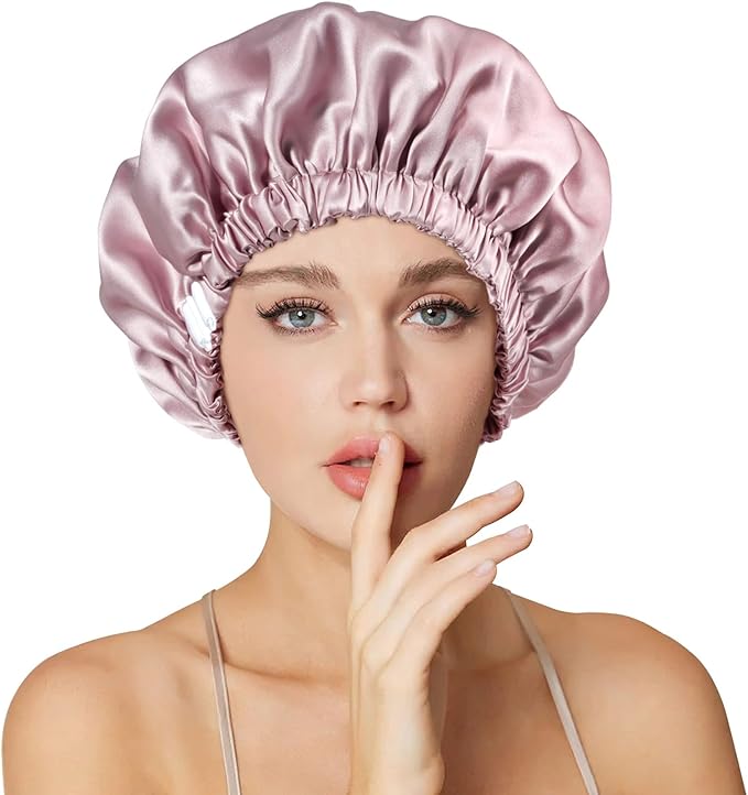 Silk Bonnet for Women 100% Mulberry Silk Sleep Cap 22 Momme Double Layer Hair Wrap for Curly Short Long Hair