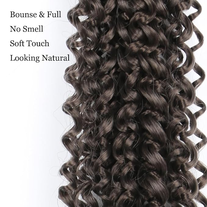 Passion Twist Hair Extensions Black Brown Curly Crochet Hair 12 Inch Short Curly Braiding Hair 3 Packs Crochet Braids with Curls for Black Women(12",4#)