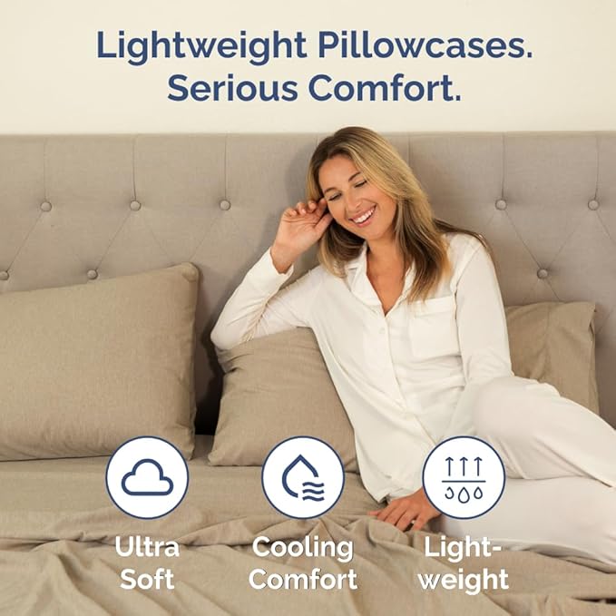 King Pillow Cases Set of 4 - Ultra Soft Hotel Quality Pillowcase Covers - Comfy, Cozy & Wrinkle Free - Shrinkage and Fade Resistant - Machine Washable Pillow Protectors - 4 Piece Set - Heathered Tan