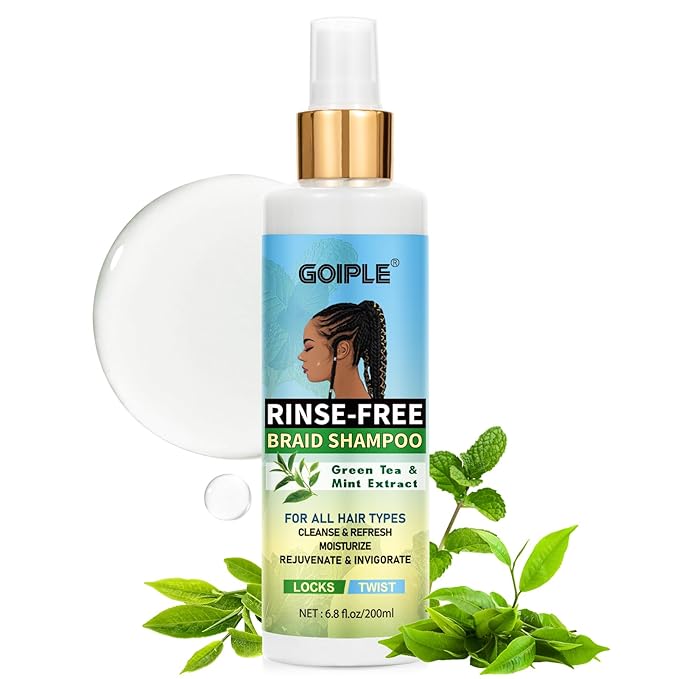 No-Water Braid Shampoo for Locs, Twists, Weaves - Rinse-Free, Dreadlock Shampoo for Build-Up, Odor, Itch & Flakes, No Residue, Chemical-Free, 6.8 fl oz