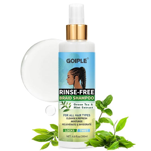 No-Water Braid Shampoo for Locs, Twists, Weaves - Rinse-Free, Dreadlock Shampoo for Build-Up, Odor, Itch & Flakes, No Residue, Chemical-Free, 6.8 fl oz