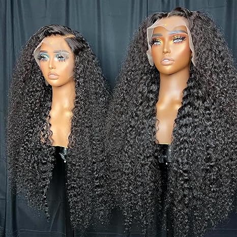 22Inch 13X6 Lace Front Wigs Human Hair 200% Density Deep Wave HD Transparent Lace Front Wigs Human Hair Pre Plucked Glueless Wigs Deep Curly Human Hair for Women With Baby Hair
