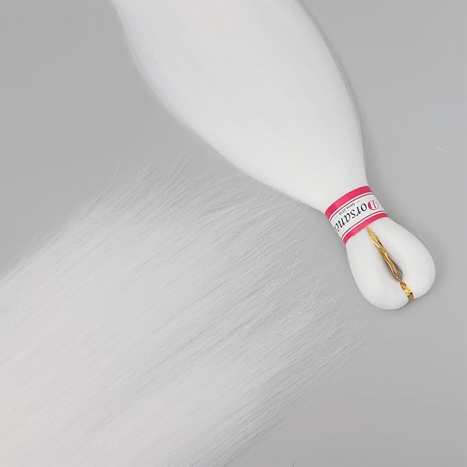 Dorsanee White Braiding Hair Pre Stretched 20 Inch 3 Packs Professional Easy Braiding Hair for Crochet Braids Twists Locs Hair Soft Yaki Texture Hot Water Setting Synthetic Hair Extensions