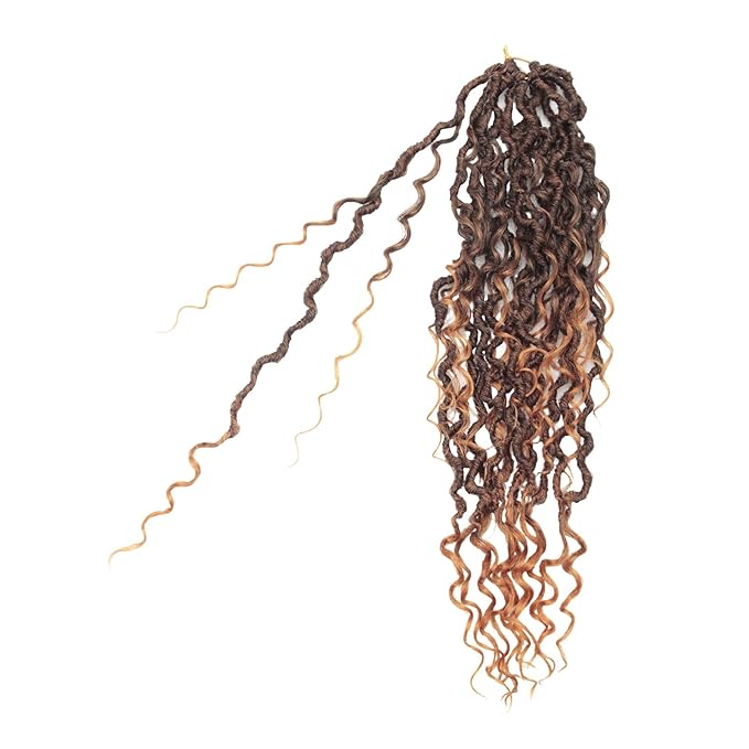 8Packs Goddess Locs Crochet Hair 18Inch Boho Faux Locs,Crochet Loc With Curly Ends River Hippie Bohemian Loc Crochet Hair for Black Women(1B/Orange, 18inch(Pack of 8))