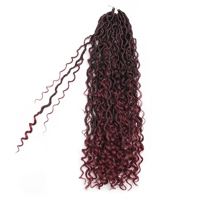 8Packs Goddess Locs Crochet Hair 22Inch Crochet Locs,Boho Faux Loc With Curly Ends River Hippie Bohemian Loc Crochet Hair for Black Women(1B/BUG, 22inch(Pack of 8))