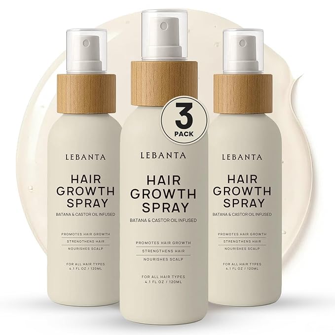 Hair Growth Oil Spray - 100% Pure Ingredients For Non Greasy, Thicker & Stronger Hair - Organic Batana, Castor, Biotin, Saw Palmetto, and Rosemary Oil Gifts Women Scalp (4.1 Fl Oz (Pack of 3))