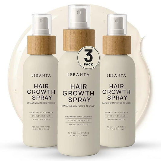 Hair Growth Oil Spray - 100% Pure Ingredients For Non Greasy, Thicker & Stronger Hair - Organic Batana, Castor, Biotin, Saw Palmetto, and Rosemary Oil Gifts Women Scalp (4.1 Fl Oz (Pack of 3))