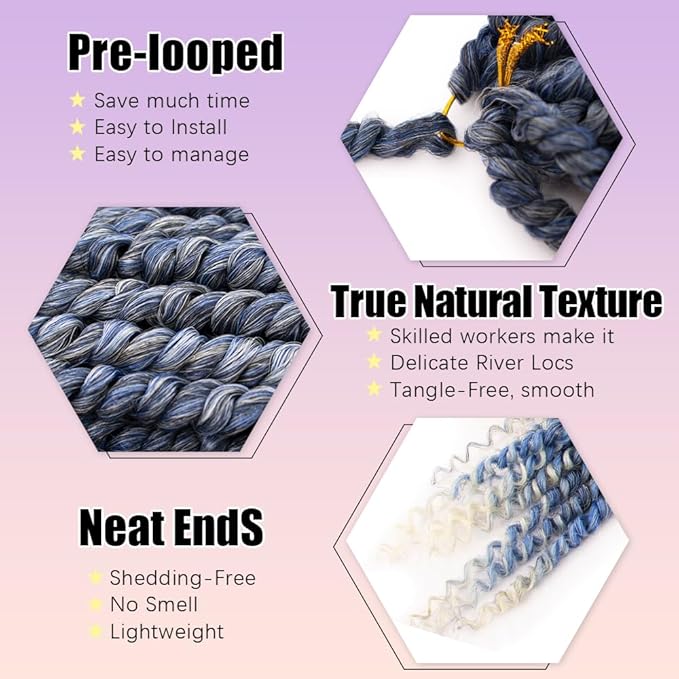 18inch Passion Twist Crochet Hair 96 Stands Pre-Twisted Passion Twist Hair 6 Packs Pre-Looped Passion Twists Braids Synthetic Passion Twist 0mbre Blue Crochet Braids Hair Extensions
