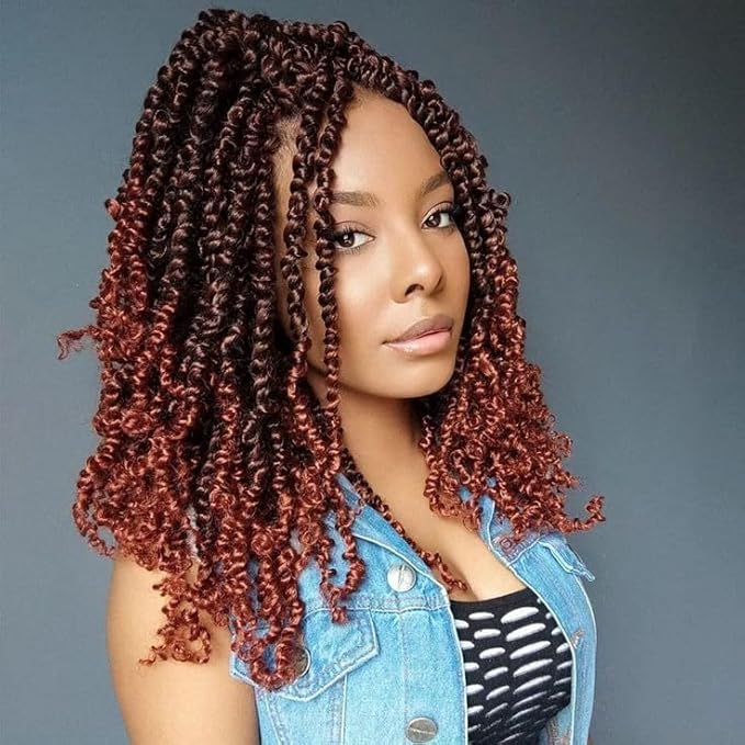 Passion Twist Crochet Hair 12Inch, pre looped Passion Twist Hair 8 Packs Short Passion Twist Crochet Hair for Black Women T350