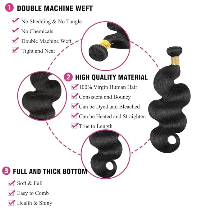 Human Hair Bundles Body Wave Brazilian Weaves 22 22 22inch 12A 100% Unprocessed Virgin Human Hair Body Wave Quick Raw 3 Bundles Deals Natural Black