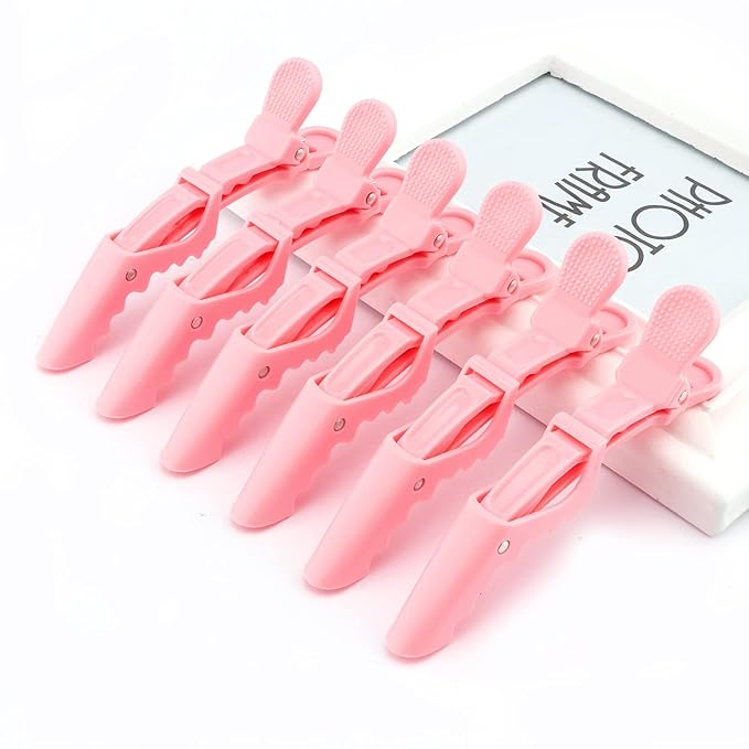 Ondder 24 Pack Large Alligator Clips for Hair Sectioning, Coloring, Cutting - Pink Pro Salon Barber Hair Styling Accessories for Women and Men