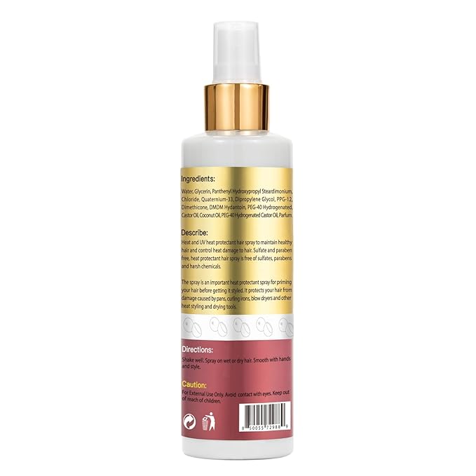 WOZUTUNT Hair Protectant, Coconut- Thermal Protector Spray, Paraben & Dye Free, Protects Heat Damage, Suitable for Daily Care
