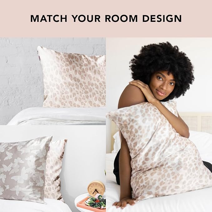 Kitsch Satin Pillowcase, Softer Than Silk Pillow Cases, Cooling Pillow Covers, King Size Pillow Cases Set of 2, Satin Pillowcase with Zipper for Hair, Skin & Quality Sleep, 19"x36" Leopard, 2pcs