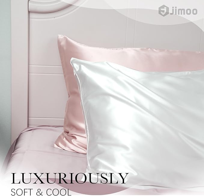 100% Mulberry Silk Pillowcase for Hair and Skin, 22 Momme Pure Natural Silk Pillow Case Both Sided with Zipper, Pillow Cover for Women Mom Men (Light Pink, Queen 20''×30'', 1 Pack)
