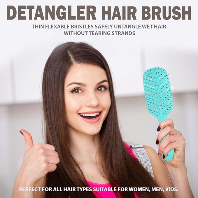 Detangler Brush by Fiora Naturals - 100% Bio-Friendly Detangling brush w/Ultra-Soft Bristles - Glide Through Tangles with Ease - For Curly, Fine, Black Natural, Women, Men, Kids - Dry and Wet Hair