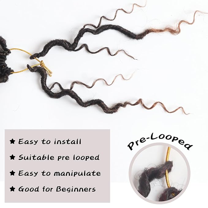 Goddess Locs Crochet Hair,8 Inch 9 Packs Faux Locs Synthetic Crochet Hair for Black Women, Boho Style Pre looped crochet with Curly Ends