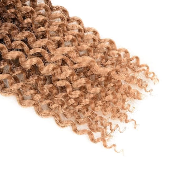 Ombre Passion Twist Hair Water Wave Long Bohemian Curly Crochet Braids For Bomb Twists Goddess Locs Synthetic Braiding Hair Extensions For Black Woman 6 Packs (18inch, Black-dark brown-light brown)