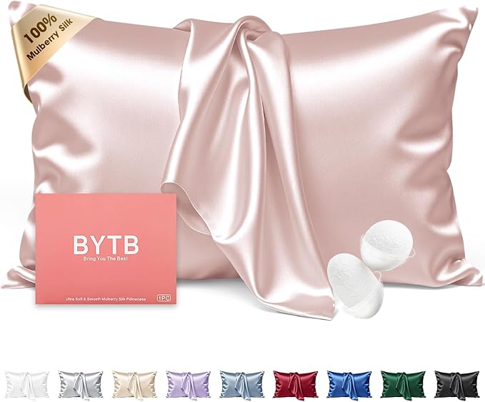 Silk Pillow Cases King Size 100% Mulberry Silk Pillowcase for Hair & Skin 22 Momme Both Sided Grade 6A Silk Cooling Soft Breathable 20 x 36 Inches with Hidden Zipper 1PC, Pink