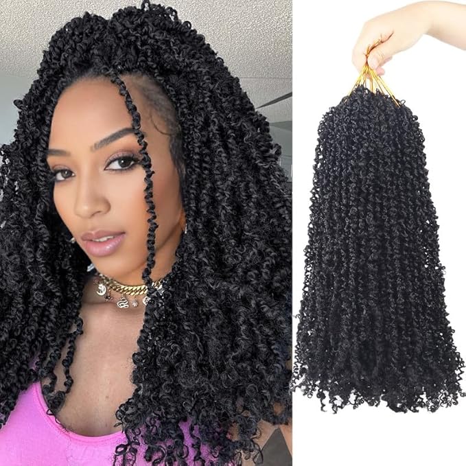 Yanky Twist Crochet Hair, PILLUGER Yaki Twists Hair Micro Spring Twist Braids,9 Packs Pre-looped passion Twist Brown Senegalese With Curls Crochet Synthetic Hair Extensions（16-1B）